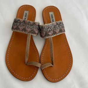 Steve Madden beaded leather sandals. Size 8 1/2. Like new.